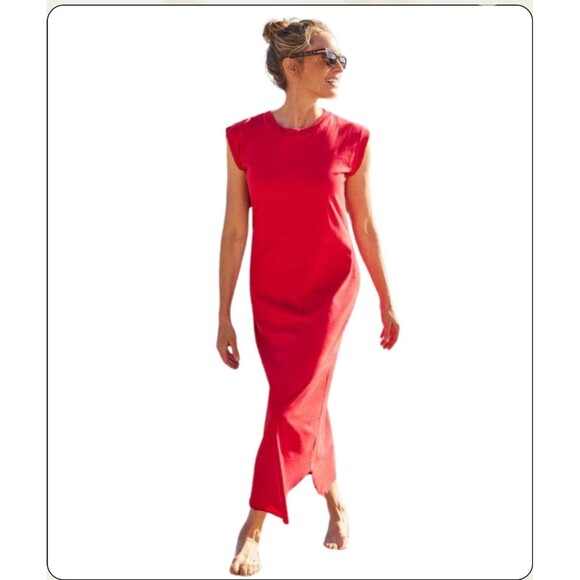 FRANK & EILEEN Cory Vintage Muscle Tee Maxi Dress Large Red NEW Casual Lounge - Picture 1 of 13